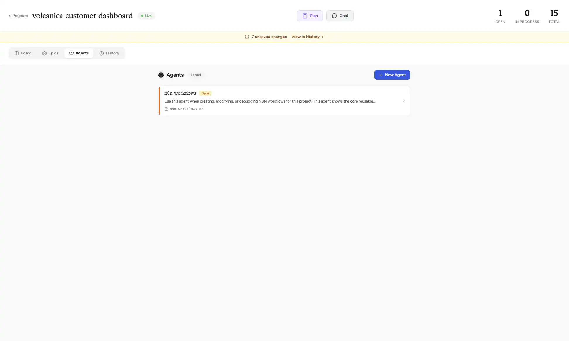 Agents tab showing custom agent configuration
